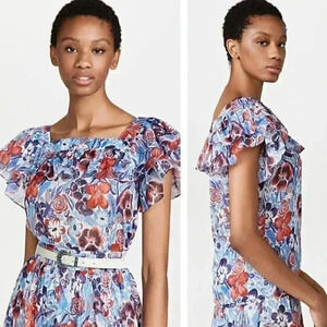 NWT The Vampire's Wife The Charmer Blouse in Riviera Chloe Chiffon Floral Print